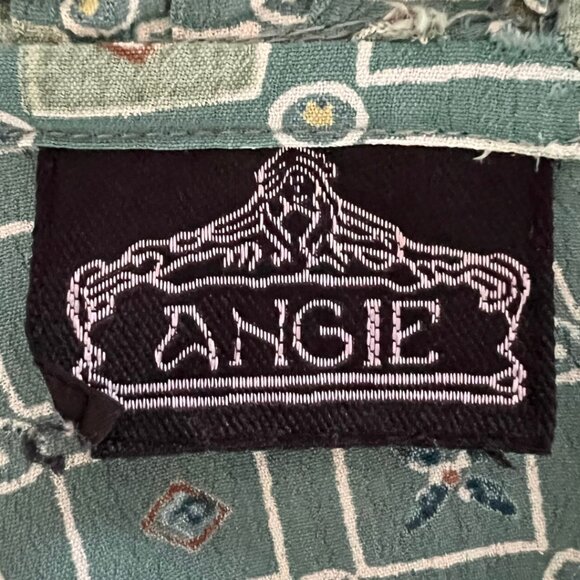 Angie VTG Turquoise Deep V-Neck Ruffle Trim Retro Midi Dress - Picture 7 of 8